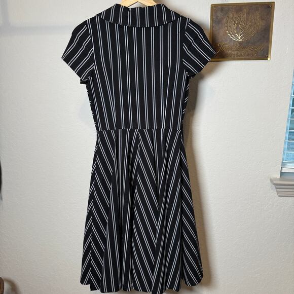 Women's Gown Town Retro Black and White Striped Fit and Flair Dress Size Small - Picture 7 of 8